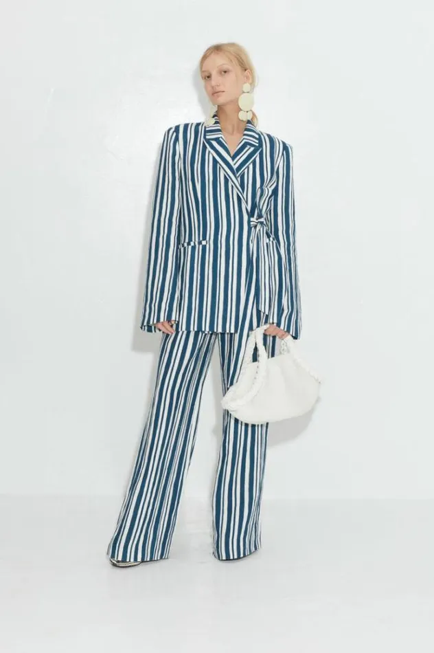 Simon Miller Bottoms Bloo Linen Pant In Ink Macadamia Stripe Ink Macadamia Stripe 8211 Shop