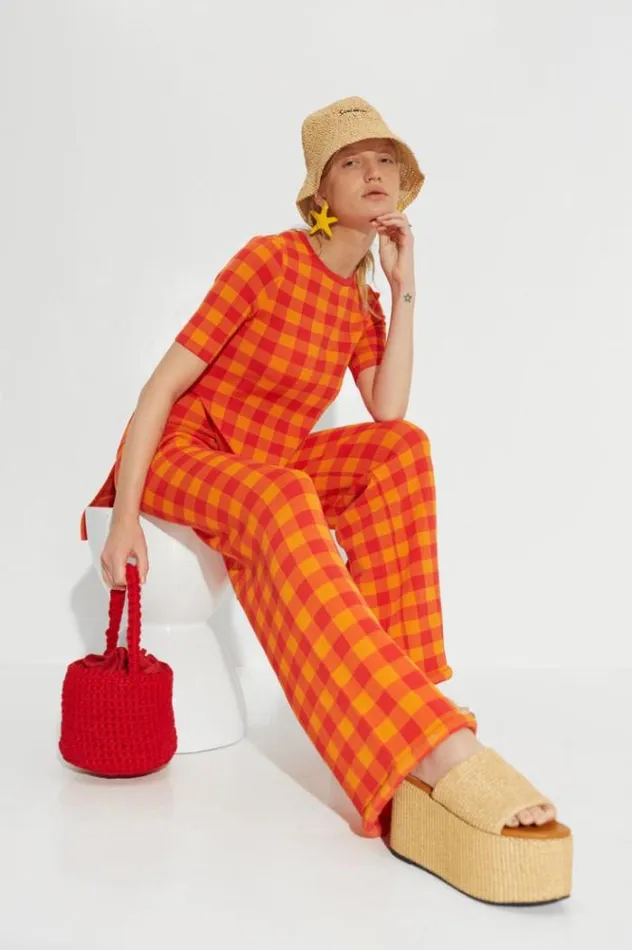 Simon Miller Bottoms Knits By Jabber Pant In Retro Red Gingham Retro Red Gingham 8211 Shop