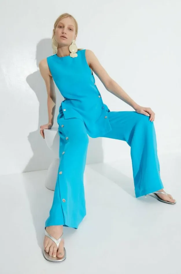 Simon Miller Bottoms Zweeny Crepe Pant In Blue Lagoon Blue Lagoon 8211 Shop