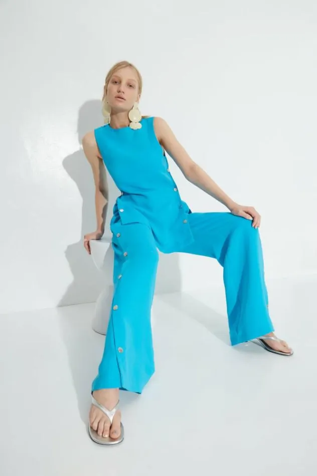 Simon Miller Bottoms Zweeny Crepe Pant In Blue Lagoon Blue Lagoon 8211 Shop
