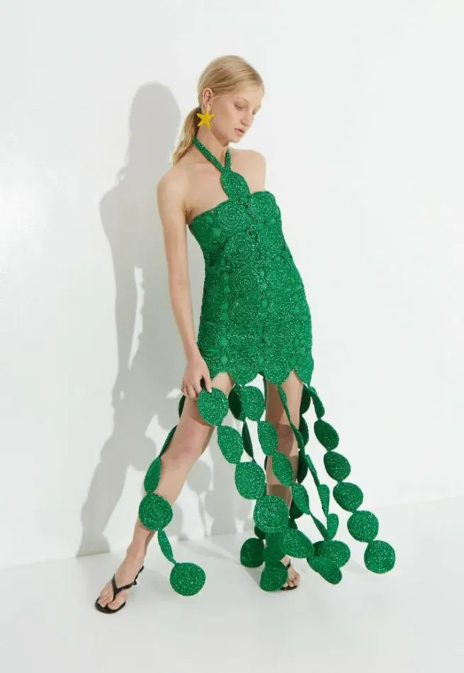 Simon Miller Dresses Beep Beep Dress In Gummy Green Hand Knit Lurex Crochet Spring Dress Gummy Green 8211 Shop