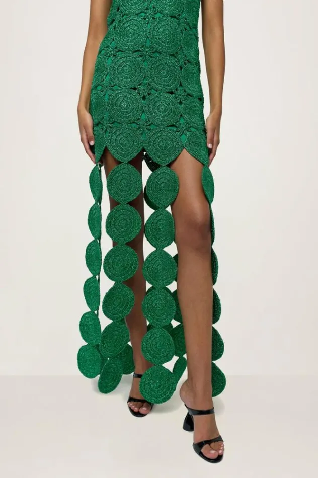 Simon Miller Dresses Beep Beep Dress In Gummy Green Hand Knit Lurex Crochet Spring Dress Gummy Green 8211 Shop