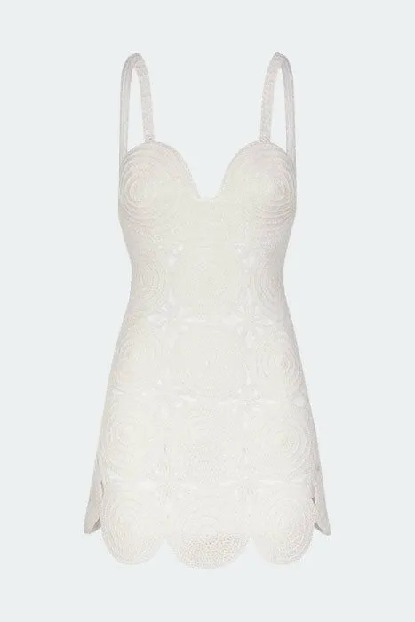Simon Miller Dresses Beep Beep Mini Dress In Pearl Hand Knit Lurex Crochet Spring Dress Pearl 8211 Shop