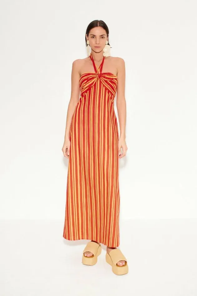 Simon Miller Dresses Del Linen Dress In Retro Red Orange Stripe Retro Red Orange Stripe 8211 Shop