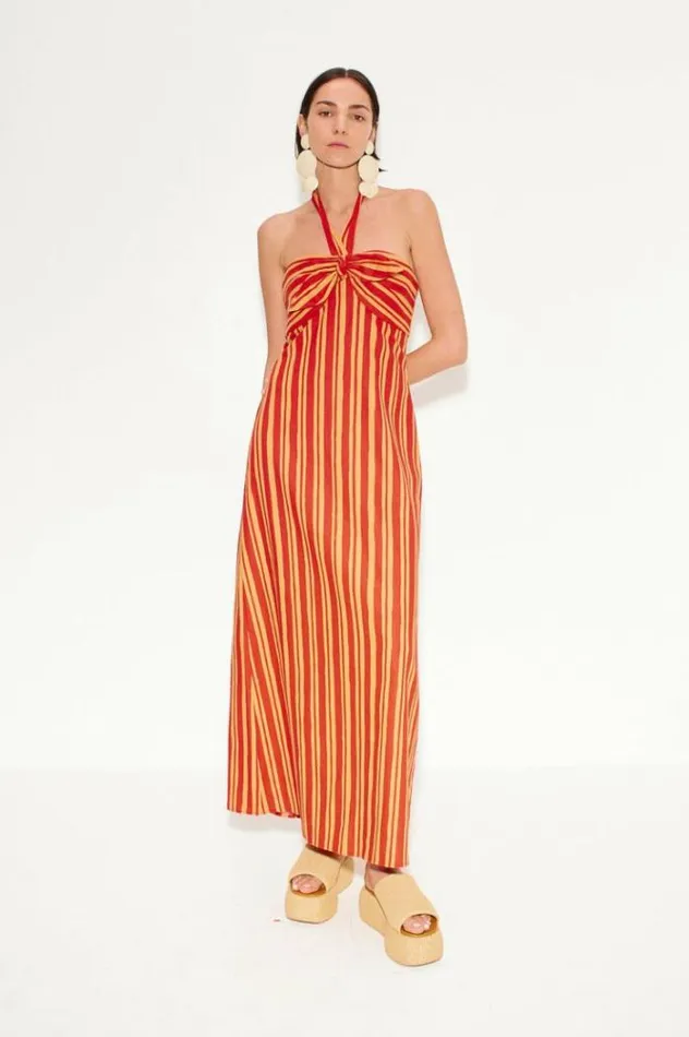 Simon Miller Dresses Del Linen Dress In Retro Red Orange Stripe Retro Red Orange Stripe 8211 Shop