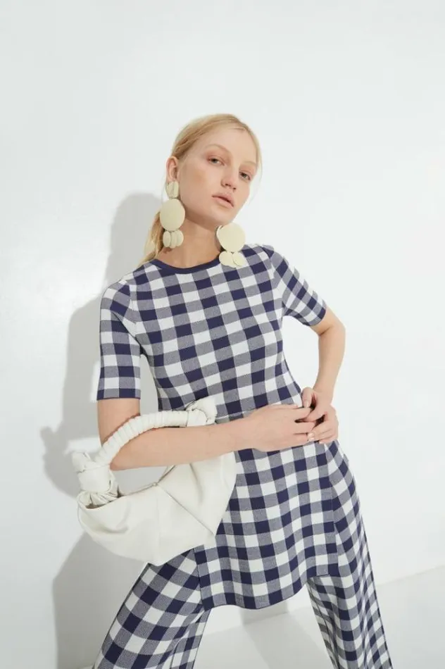 Simon Miller Knits By039 Essentials Knits By Canoga Short Sleeve Top In Ink Gingham Ink Gingham 8211 Shop