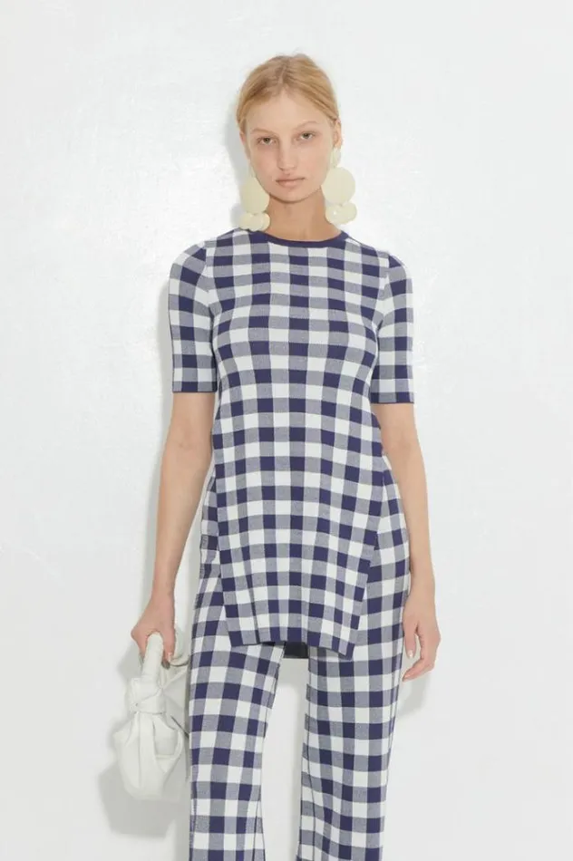 Simon Miller Knits Knits By Canoga Short Sleeve Top In Ink Gingham Ink Gingham 8211 Shop Simon Miller Knits Knits By Canoga Short Sleeve Top In Ink Gingham Ink Gingham 8211 Shop