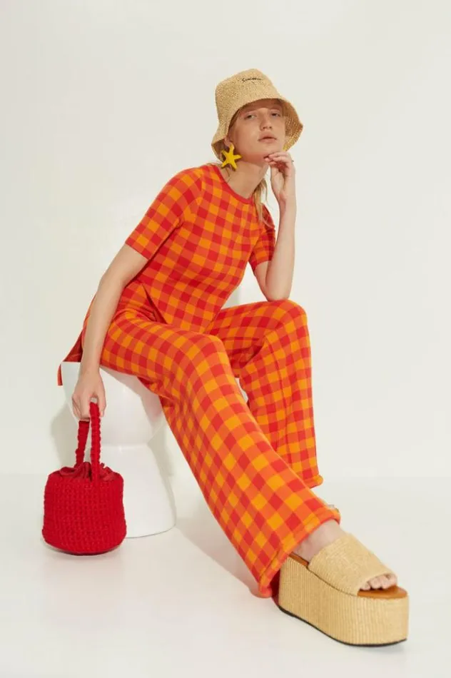 Simon Miller Sets Knits By Canoga Short Sleeve Top In Retro Red Gingham Retro Red Gingham 8211 Shop