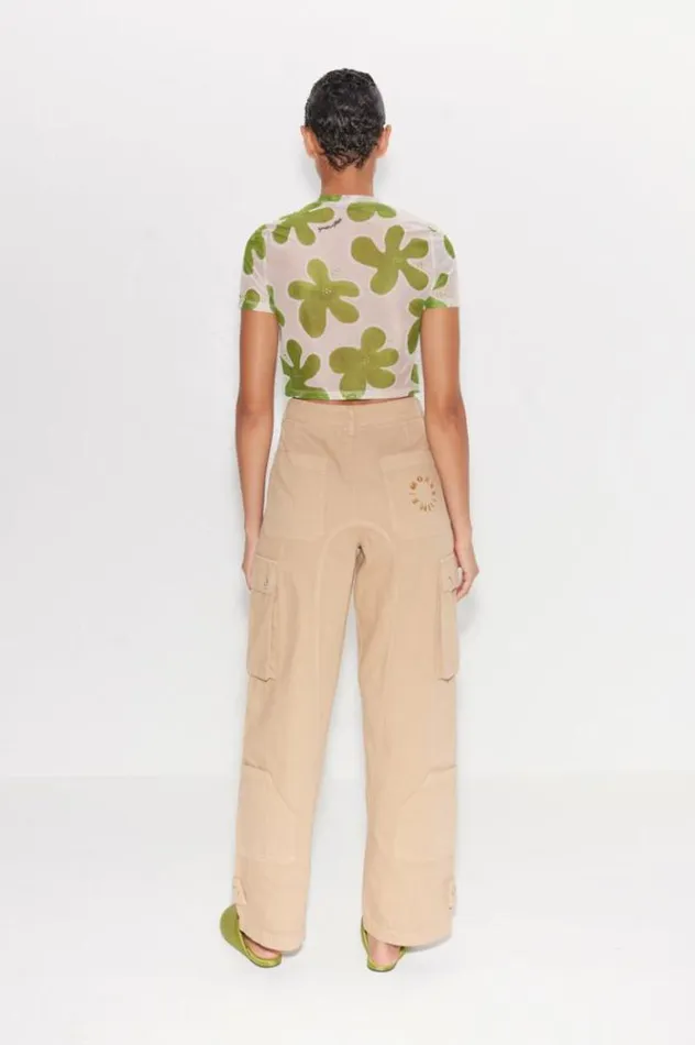Simon Miller Tops Gamma Printed Mesh Tee In GreenSeashell Floral Greenseashell Floral 8211 Shop
