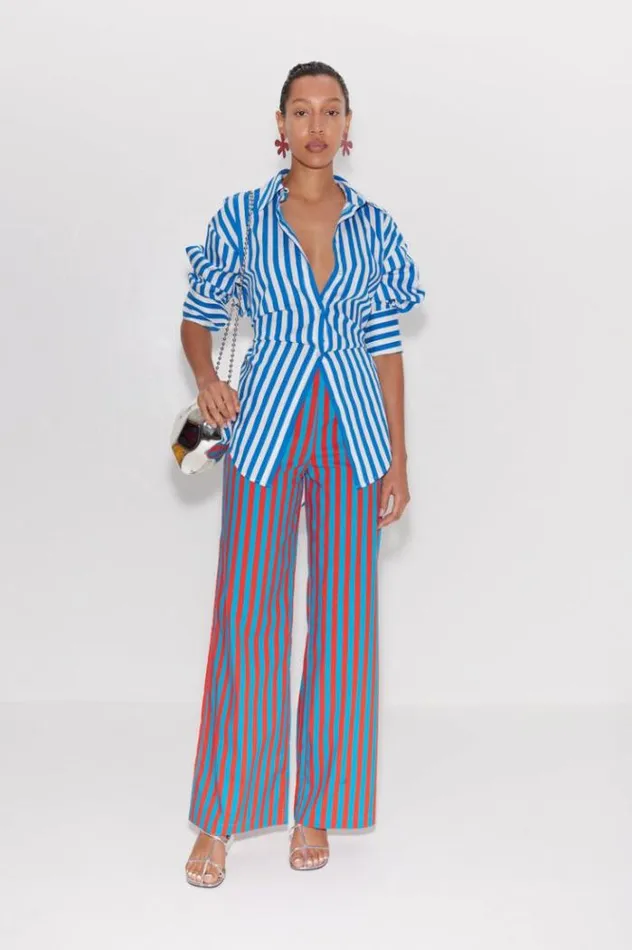 Simon Miller Tops Loch Striped Poplin Button Up In Blue Stripe Blue Stripe 8211 Shop