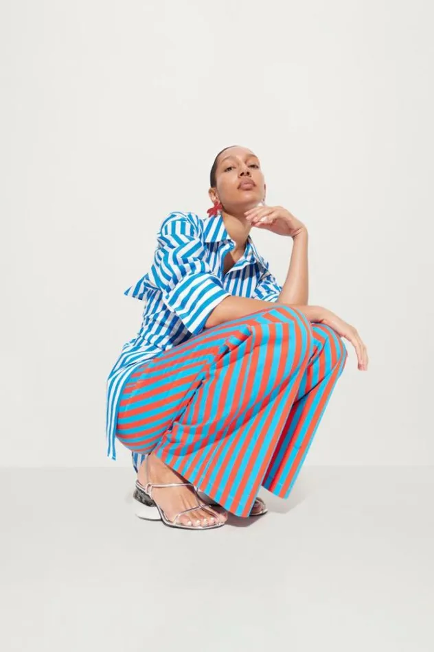 Simon Miller Tops Loch Striped Poplin Button Up In Blue Stripe Blue Stripe 8211 Shop
