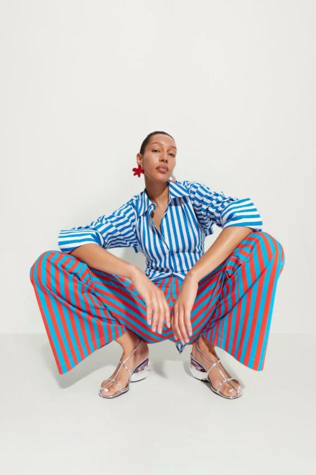 Simon Miller Tops Loch Striped Poplin Button Up In Blue Stripe Blue Stripe 8211 Shop