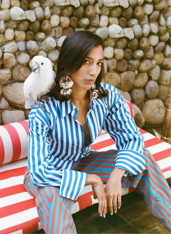 Simon Miller Tops Loch Striped Poplin Button Up In Blue Stripe Blue Stripe 8211 Shop