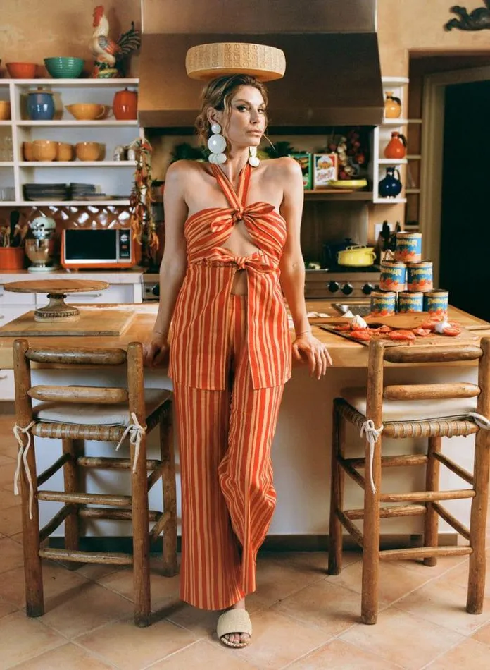 Simon Miller Tops Lure Linen Top In Retro Red Orange Stripe Retro Red Orange Stripe 8211 Shop