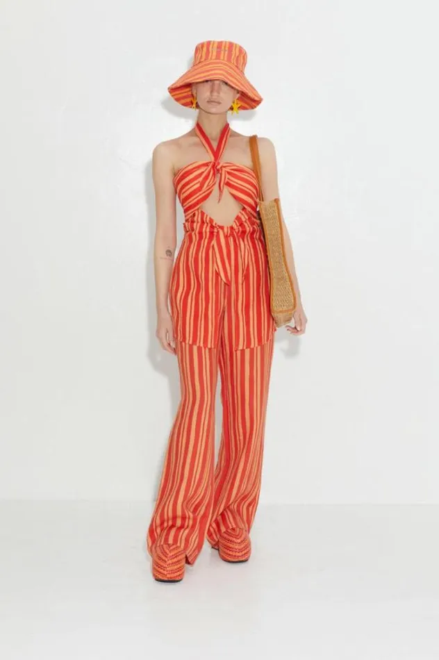 Simon Miller Tops Lure Linen Top In Retro Red Orange Stripe Retro Red Orange Stripe 8211 Shop