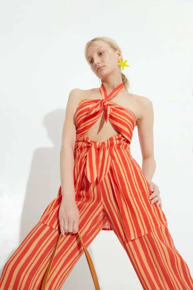 Simon Miller Tops Lure Linen Top In Retro Red Orange Stripe Retro Red Orange Stripe 8211 Shop