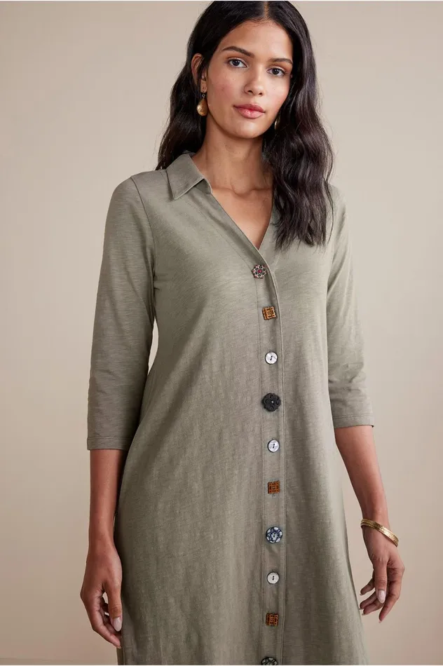 Soft Surroundings 34 Sleeve Danielle Button Dress Black Women Dresses Soft Surroundings 34 Sleeve Danielle Button Dress Black Women Dresses