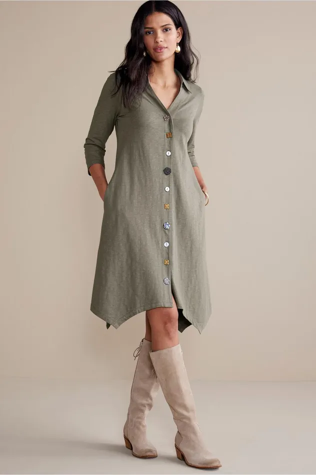 Soft Surroundings 34 Sleeve Danielle Button Dress Black Women Dresses Soft Surroundings 34 Sleeve Danielle Button Dress Black Women Dresses