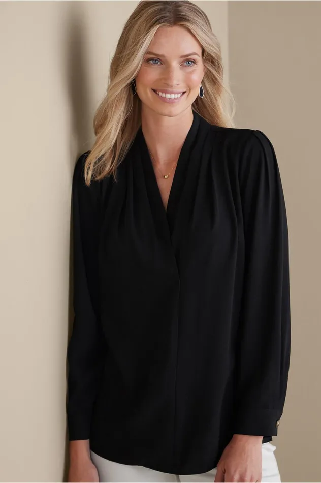 Soft Surroundings Akira Blouse Garnet Women Tops