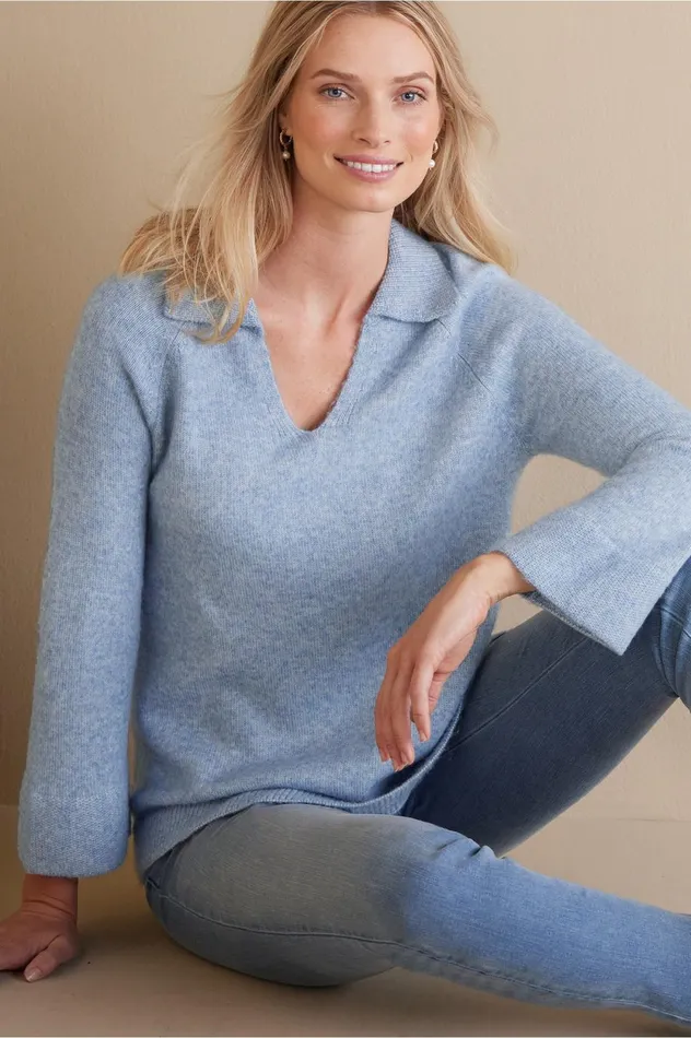 Soft Surroundings Alice Sweater Light Heather Grey Women Tops