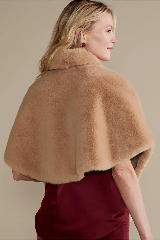 Soft Surroundings Anastasia Faux Fur Capelet Camel Women Scarves and Wraps Soft Surroundings Anastasia Faux Fur Capelet Camel Women Scarves and Wraps