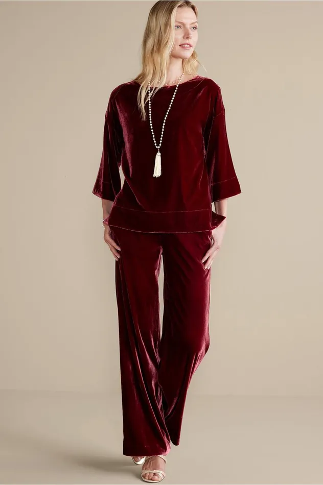 Soft Surroundings Aria Velvet Top Cabernet Women Tops Soft Surroundings Aria Velvet Top Cabernet Women Tops