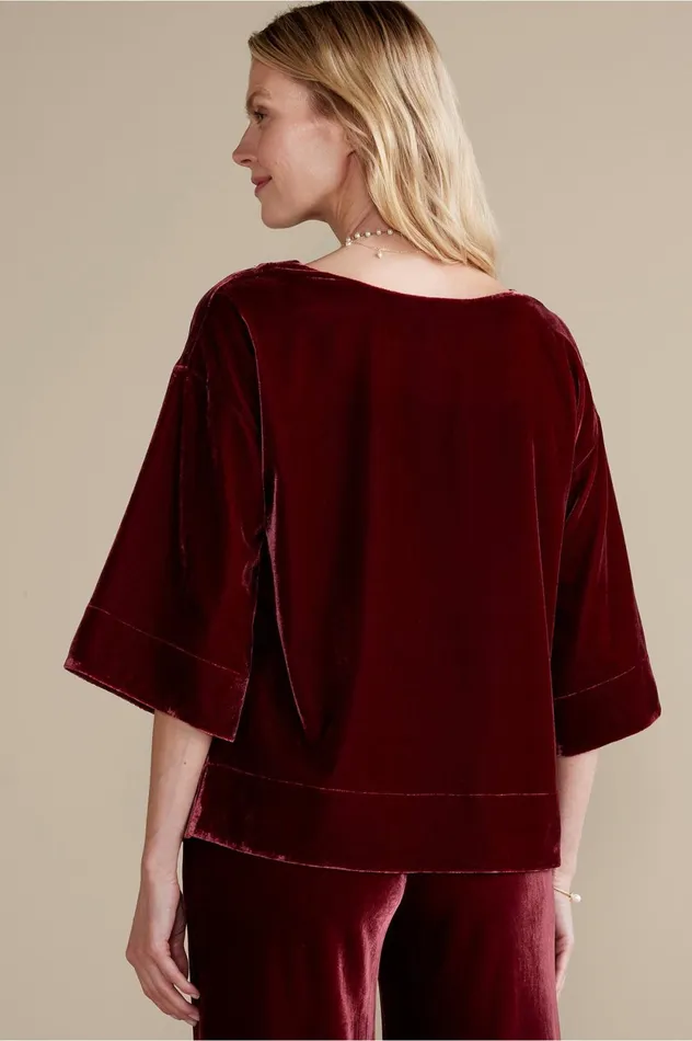 Soft Surroundings Aria Velvet Top Cabernet Women Tops Soft Surroundings Aria Velvet Top Cabernet Women Tops