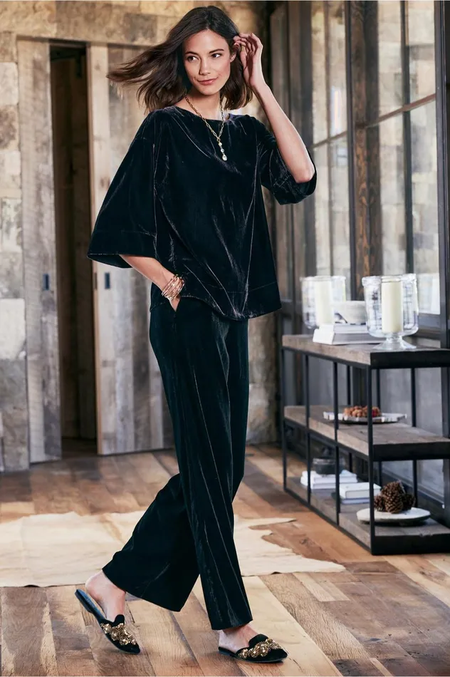 Soft Surroundings Aria Velvet Top Cabernet Women Tops Soft Surroundings Aria Velvet Top Cabernet Women Tops