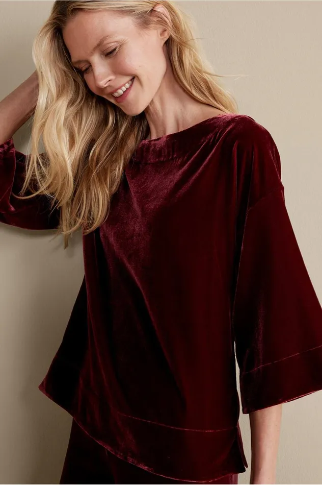Soft Surroundings Aria Velvet Top Cabernet Women Tops Soft Surroundings Aria Velvet Top Cabernet Women Tops