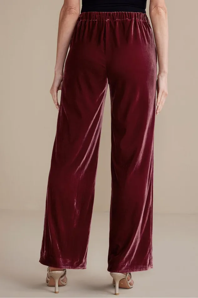 Soft Surroundings Aria Velvet Wide Leg Pants Cabernet Women Pants Soft Surroundings Aria Velvet Wide Leg Pants Cabernet Women Pants