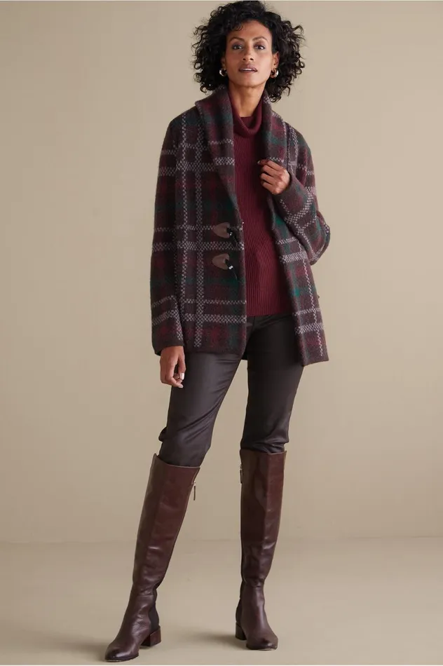 Soft Surroundings Aspen Plaid Sweater Coat Brown Plaid Women Sweaters and Cardigans Soft Surroundings Aspen Plaid Sweater Coat Brown Plaid Women Sweaters and Cardigans