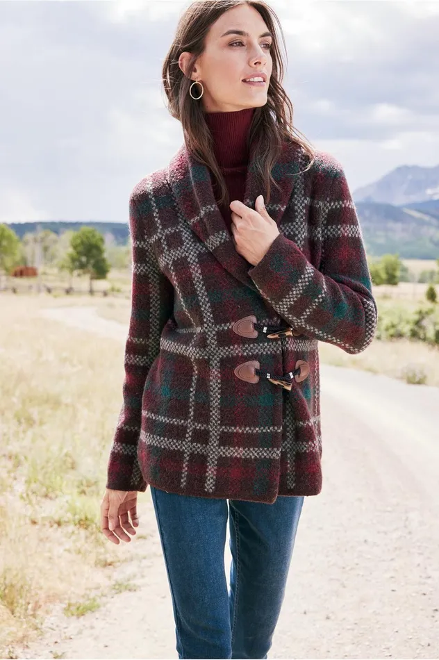 Soft Surroundings Aspen Plaid Sweater Coat Brown Plaid Women Sweaters and Cardigans Soft Surroundings Aspen Plaid Sweater Coat Brown Plaid Women Sweaters and Cardigans