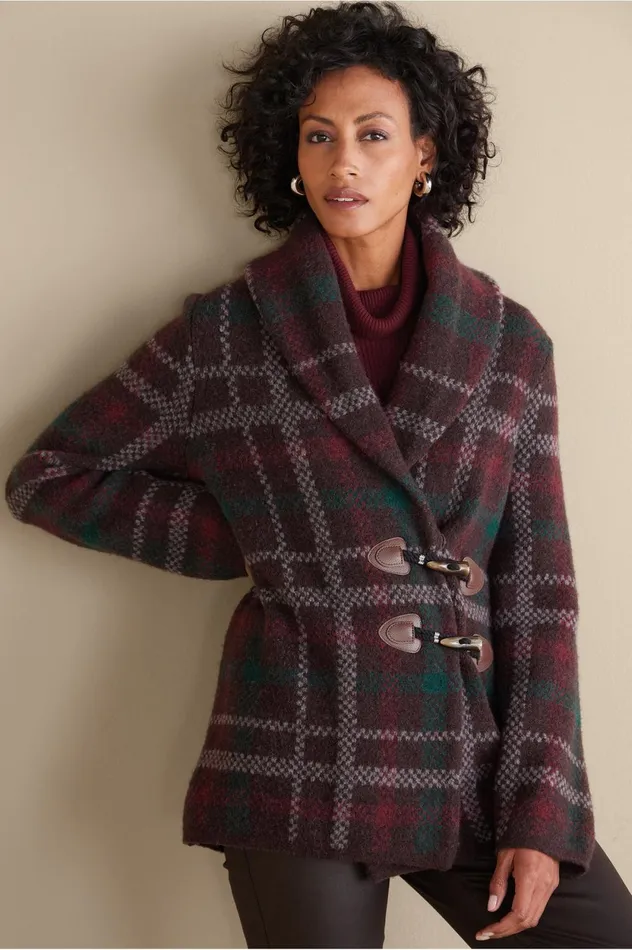 Soft Surroundings Aspen Plaid Sweater Coat Brown Plaid Women Sweaters and Cardigans Soft Surroundings Aspen Plaid Sweater Coat Brown Plaid Women Sweaters and Cardigans