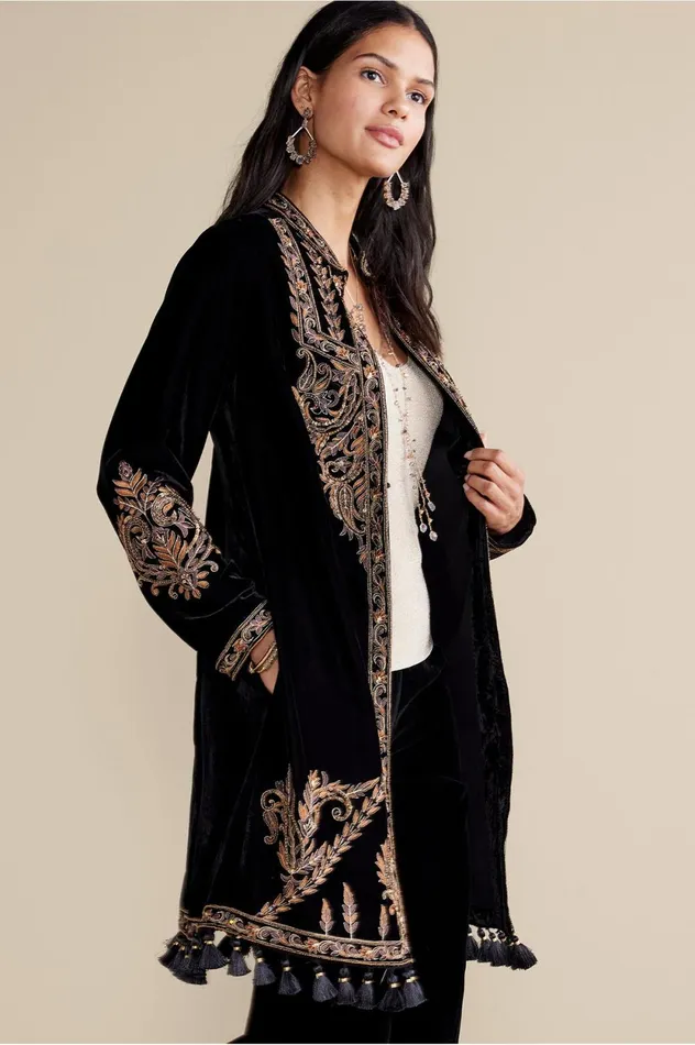 Soft Surroundings Belcastel Jacket Blackgold Women Jackets and Coats