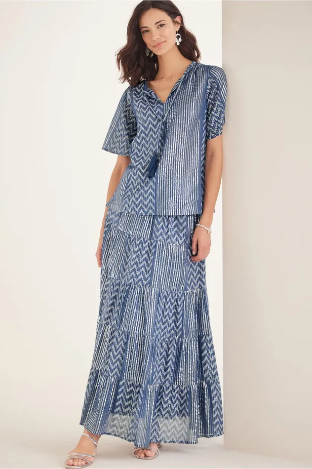 Soft Surroundings Brillar Skirt Twilight Blue Women Skirts