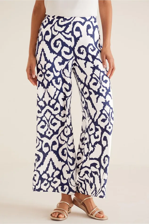Soft Surroundings Coralina Pants Navy and White Abstract Women Pants Soft Surroundings Coralina Pants Navy and White Abstract Women Pants