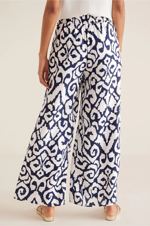 Soft Surroundings Coralina Pants Navy and White Abstract Women Pants Soft Surroundings Coralina Pants Navy and White Abstract Women Pants