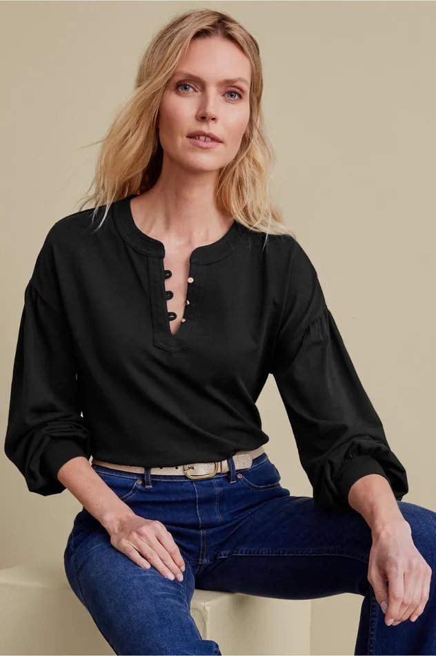 Soft Surroundings Deandra Top Black Women Tops