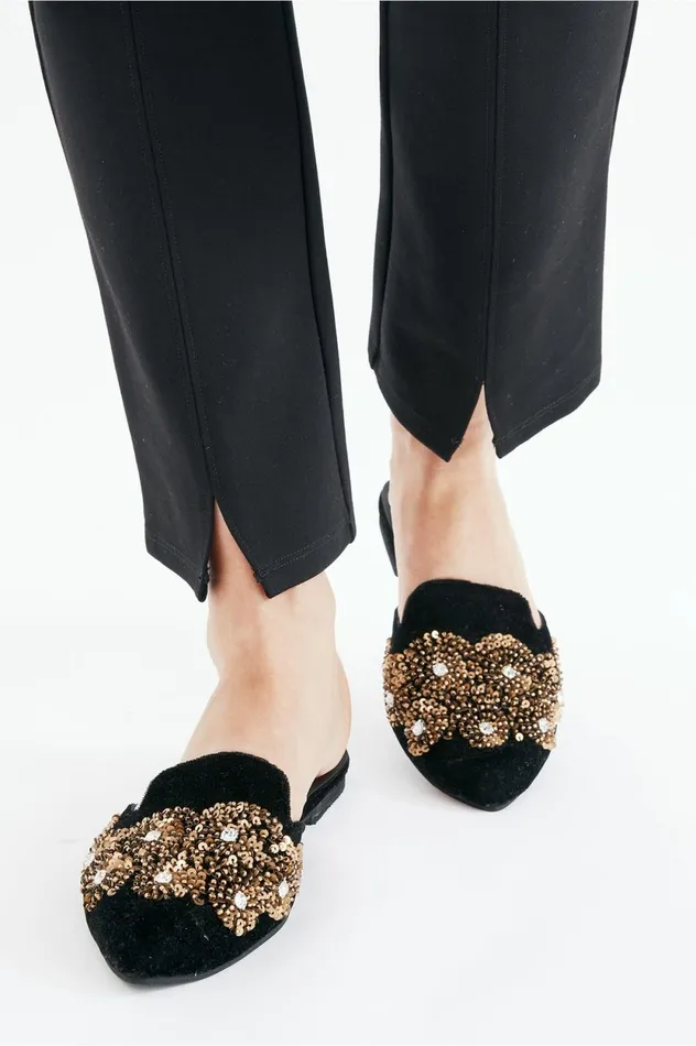 Soft Surroundings Delilah Embellished Slide Blackgold Women Shoes Soft Surroundings Delilah Embellished Slide Blackgold Women Shoes