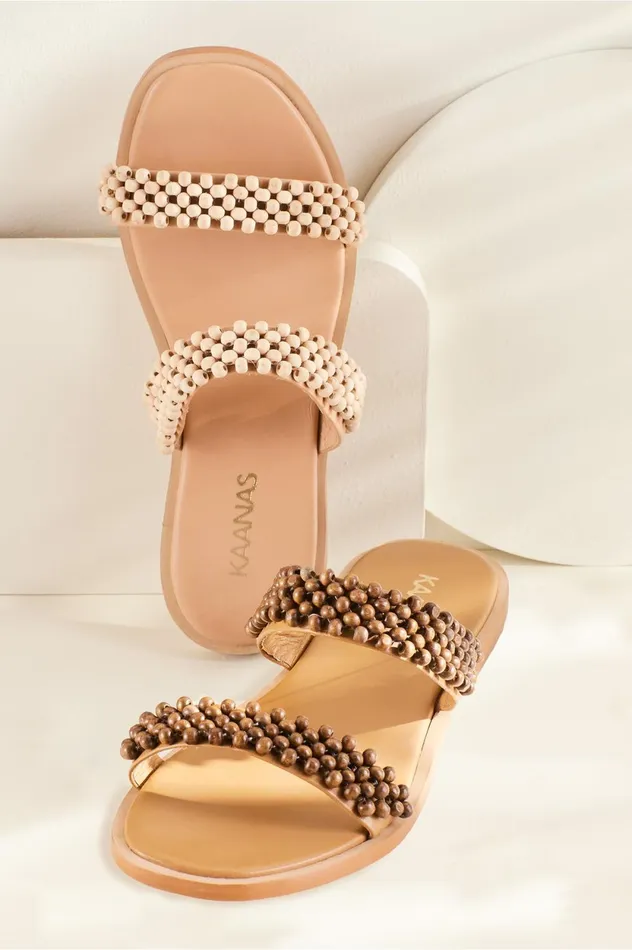 Soft Surroundings Kaanas Siki Straps Slide Natural Women Shoes