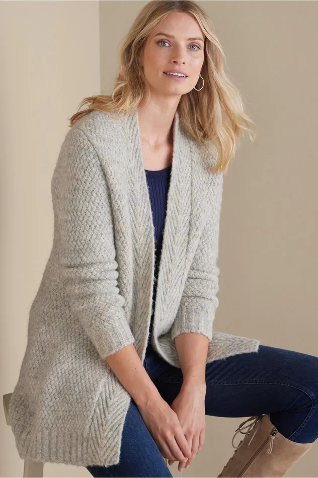 Soft Surroundings Kenley Cardigan Gray Women Sweaters and Cardigans
