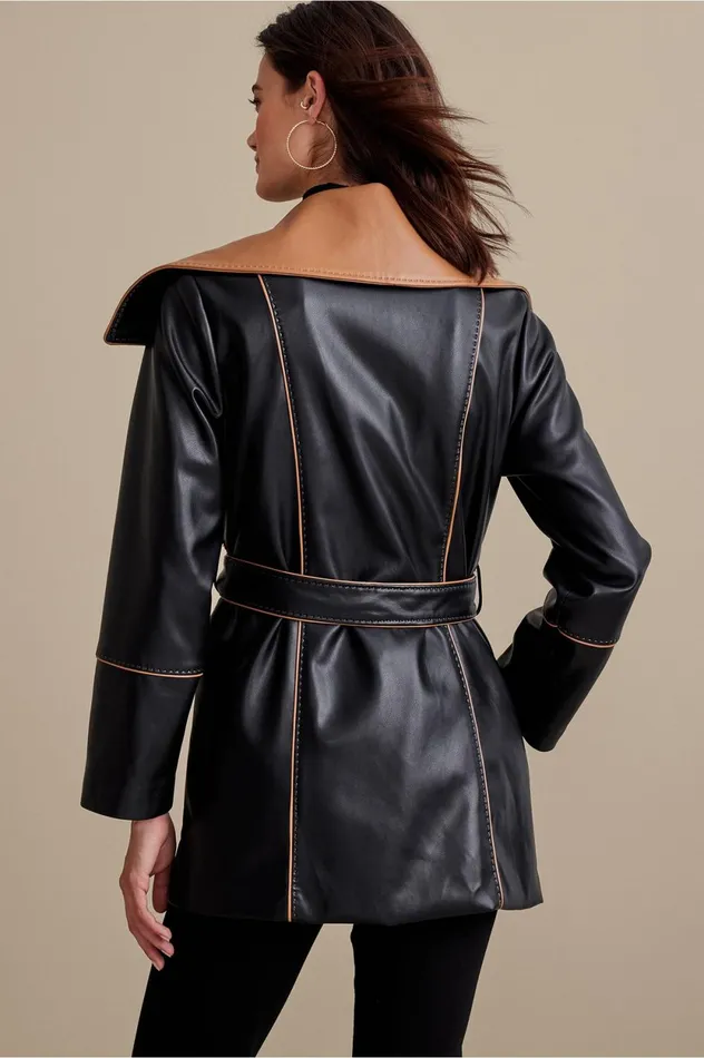 Soft Surroundings Lausanne Faux Leather Jacket Black Women Jackets and Coats Soft Surroundings Lausanne Faux Leather Jacket Black Women Jackets and Coats