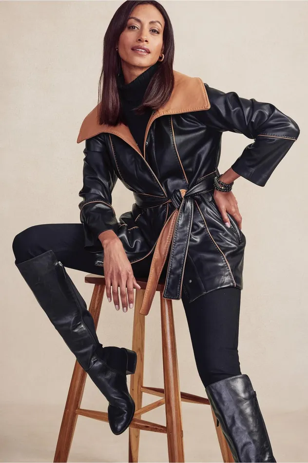 Soft Surroundings Lausanne Faux Leather Jacket Black Women Jackets and Coats Soft Surroundings Lausanne Faux Leather Jacket Black Women Jackets and Coats