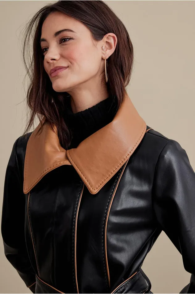 Soft Surroundings Lausanne Faux Leather Jacket Black Women Jackets and Coats Soft Surroundings Lausanne Faux Leather Jacket Black Women Jackets and Coats