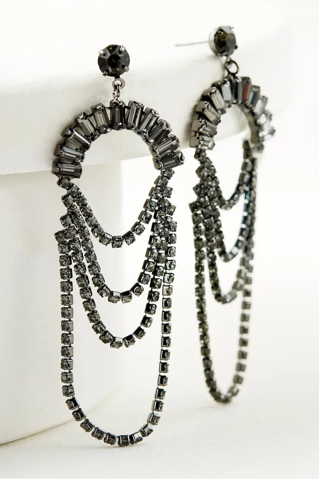 Soft Surroundings Louisa Chandelier Earring Hematite Women Jewelry