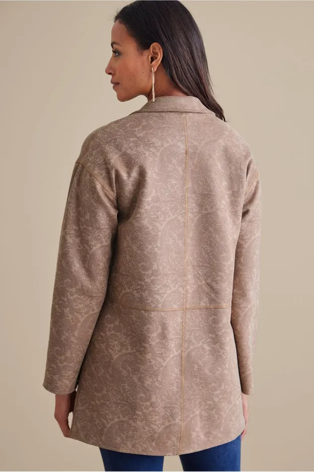 Soft Surroundings Malika Faux Suede Jacket Driftwood Paisley Women Jackets and Coats Soft Surroundings Malika Faux Suede Jacket Driftwood Paisley Women Jackets and Coats