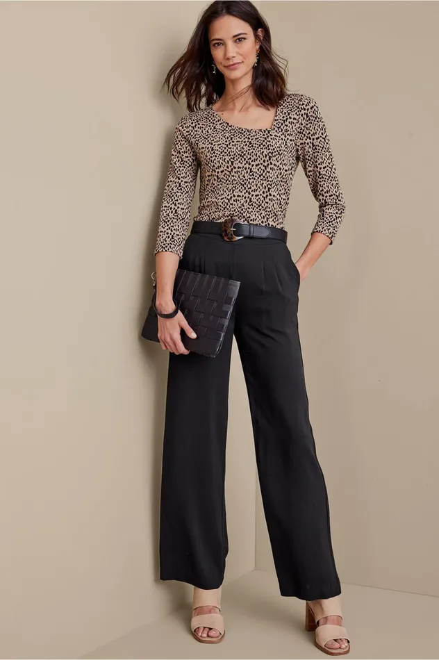 Soft Surroundings Melita Wide Leg Pants Black Women Pants