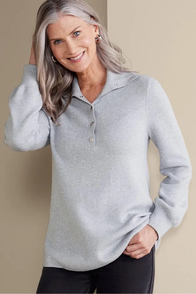 Soft Surroundings Meria Sweater Tunic Medium Grey Heather Women Tops
