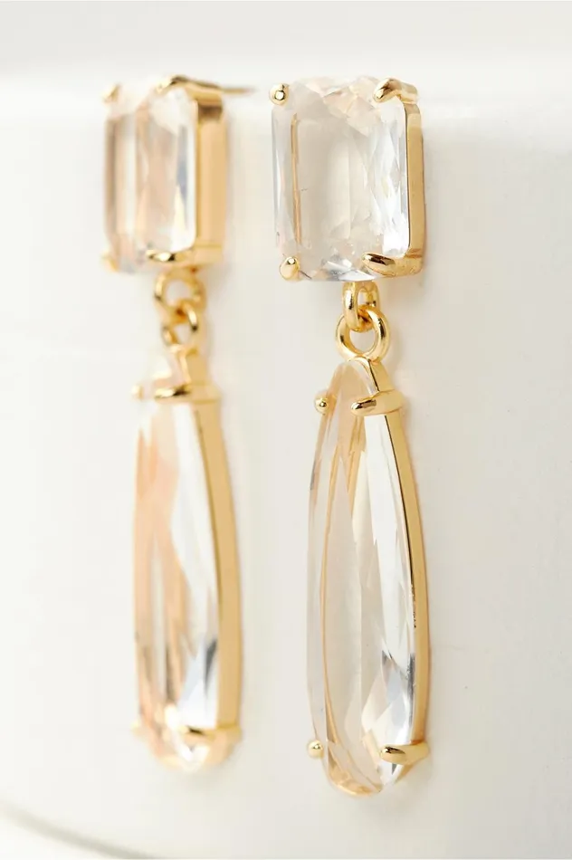 Soft Surroundings Mira Crystal Drop Earring Clear Women Jewelry