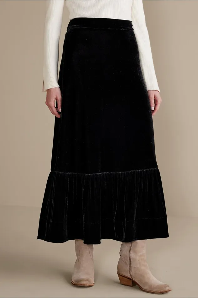 Soft Surroundings Noelle Velvet Skirt Black Women Skirts Soft Surroundings Noelle Velvet Skirt Black Women Skirts